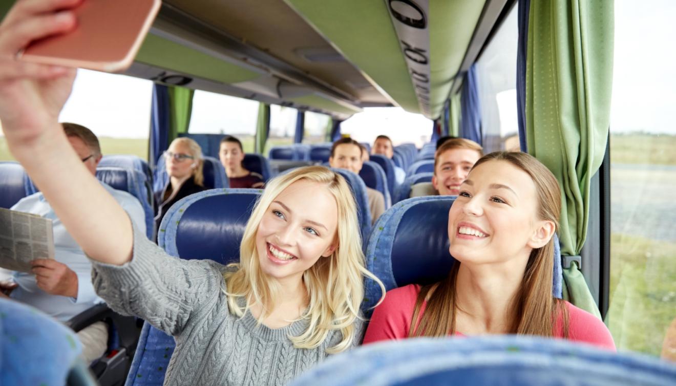 autocar bus selfie aan boord