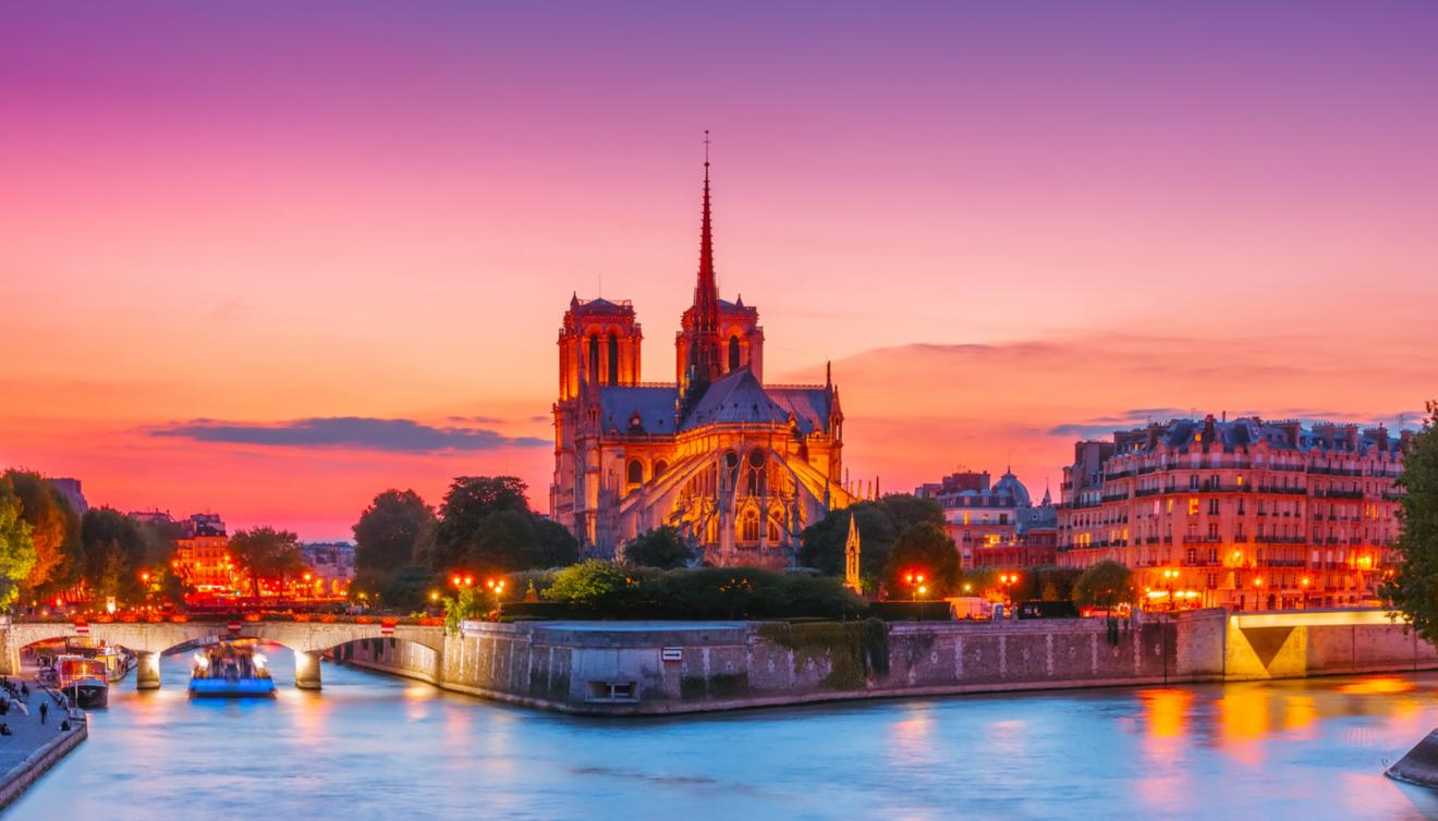 zonsondergang notre dame parijs