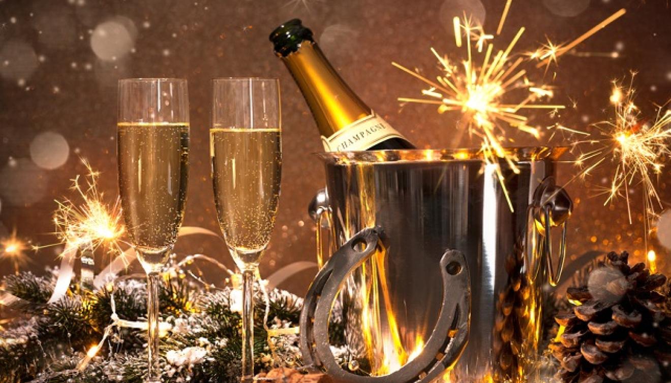 Nieuwjaar kerst champagne