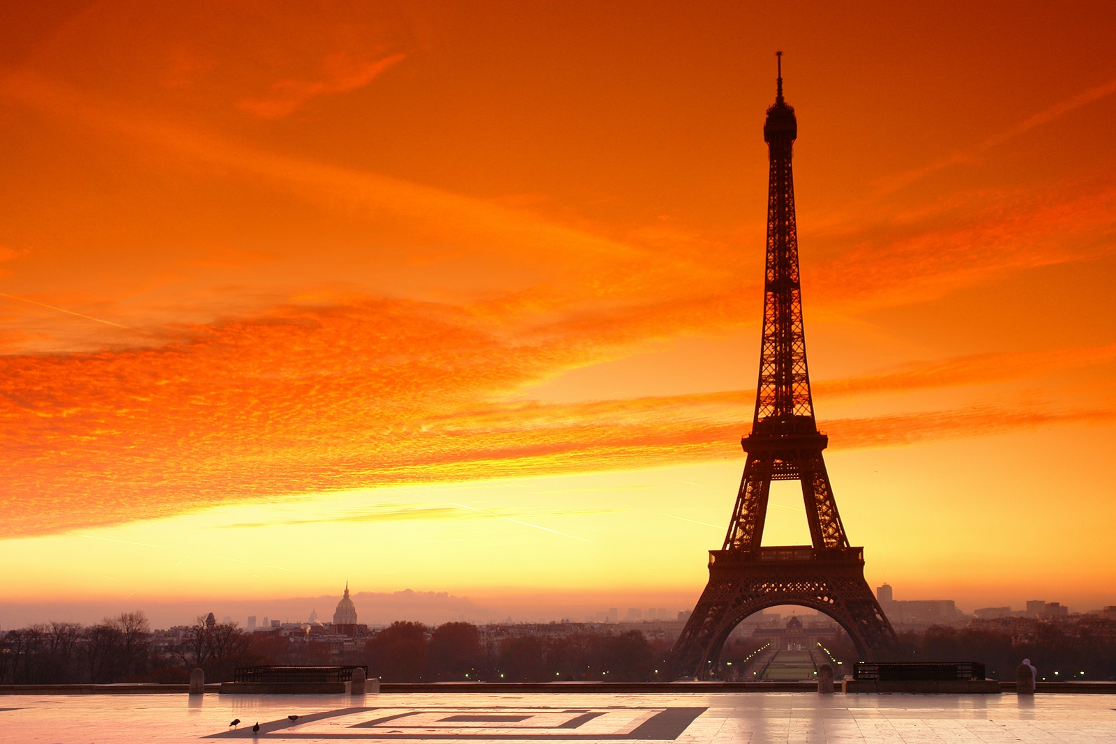tour eiffel à paris au coucher du soleil