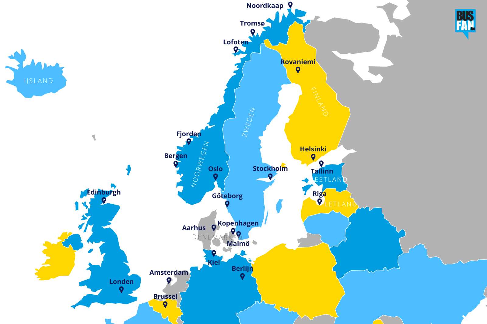 kaart van scandinavië