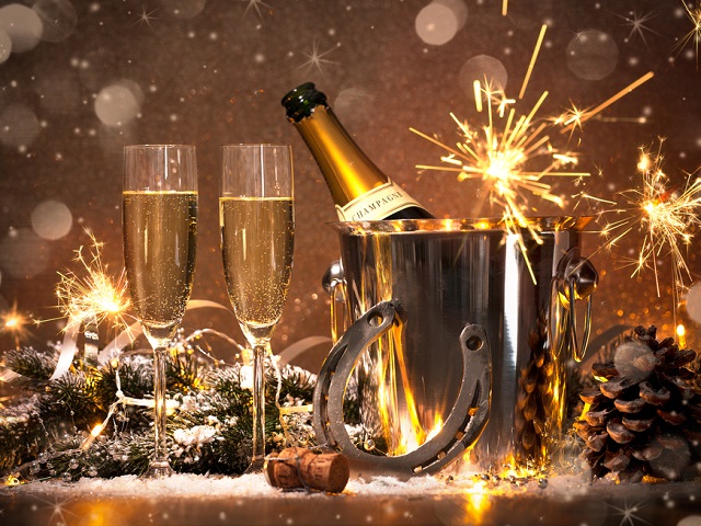 Nieuwjaar kerst champagne